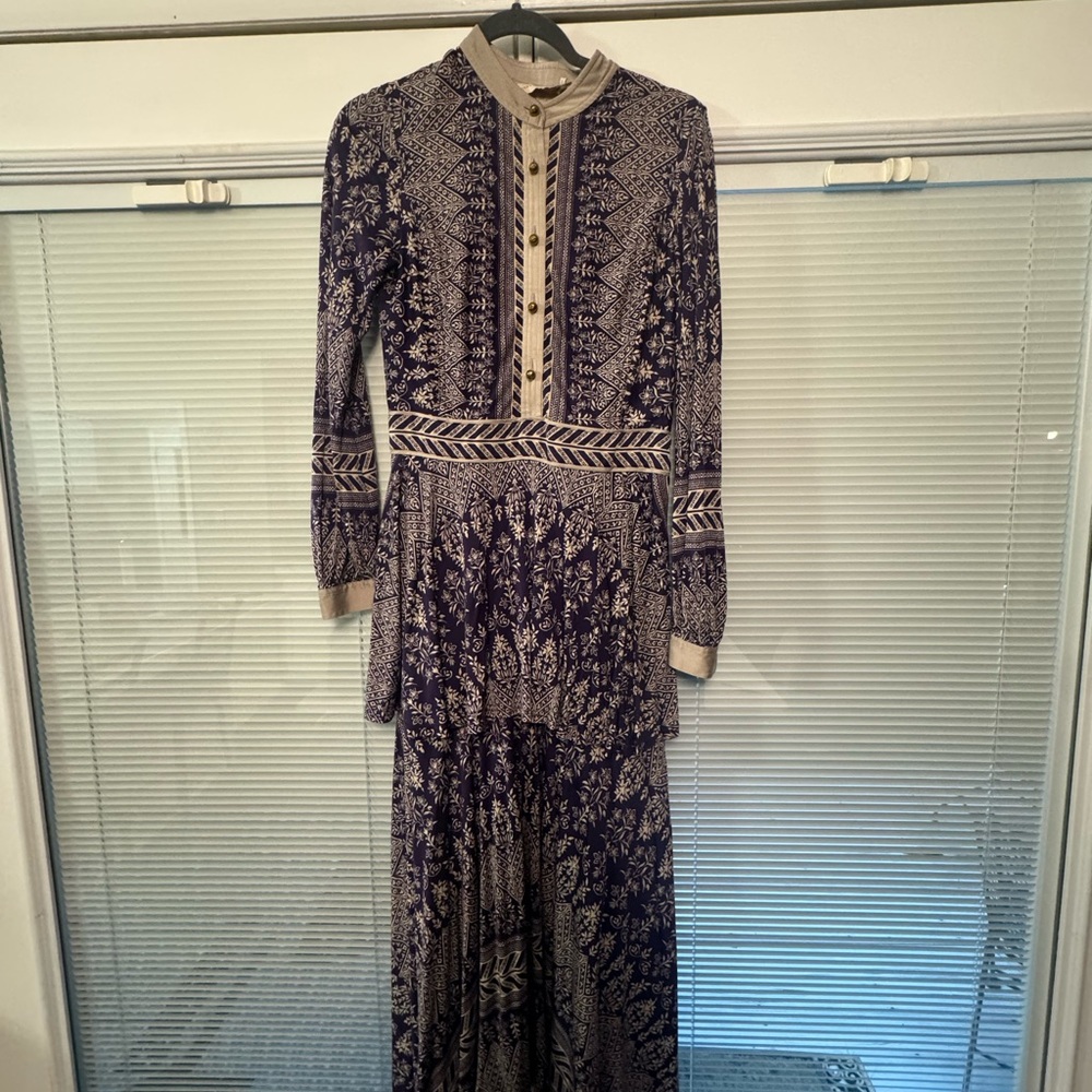 Tory Burch Small Purple Paisley Silk Maxi Dress